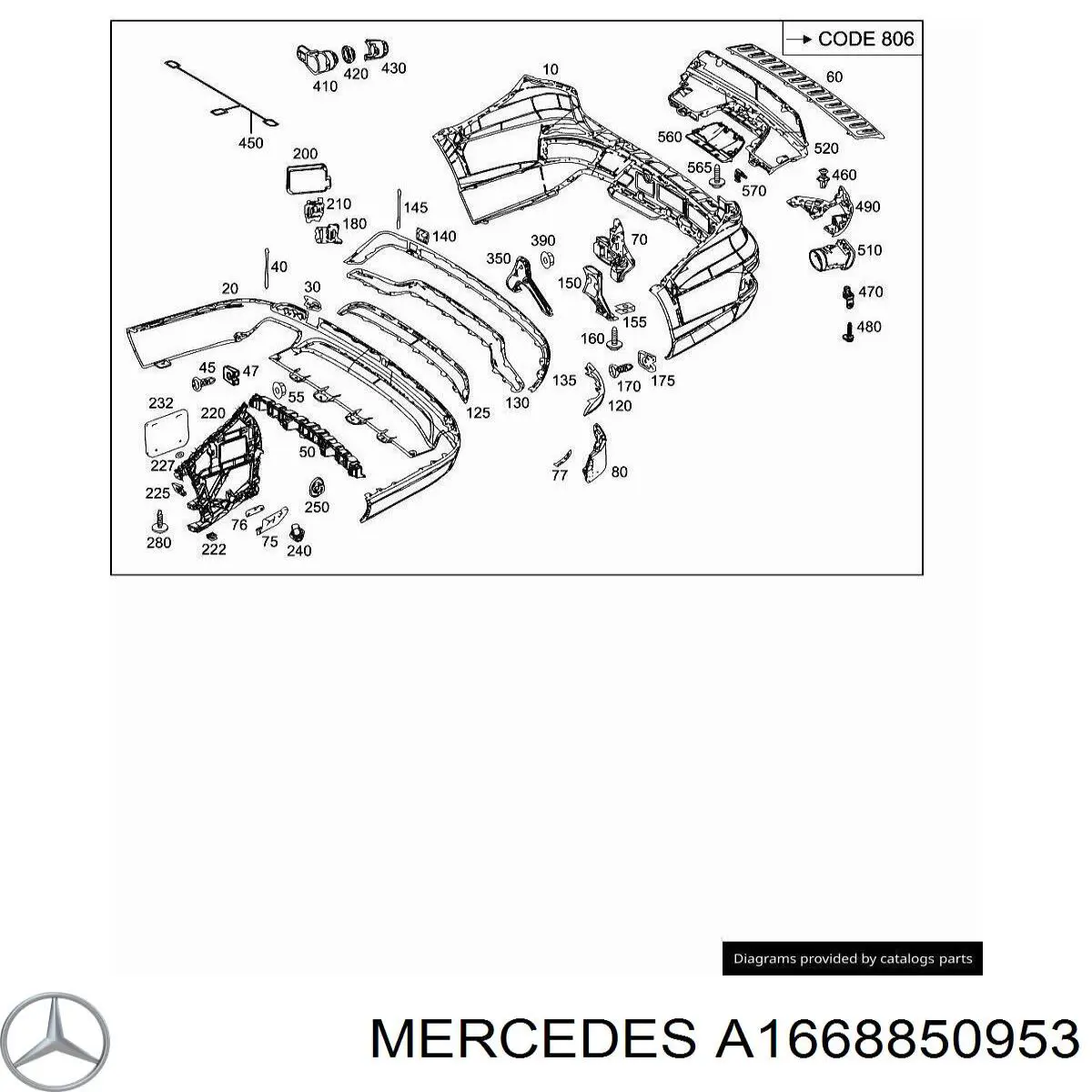  Mercedes A1668850953 ціна, від 59.23 USD