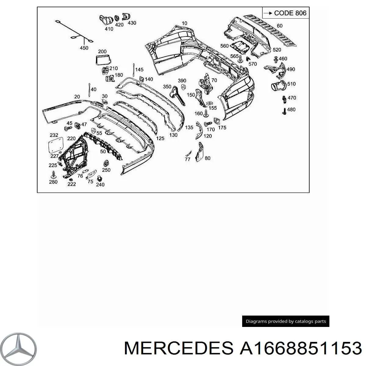  Mercedes A1668851153 ціна, від 58.40 USD