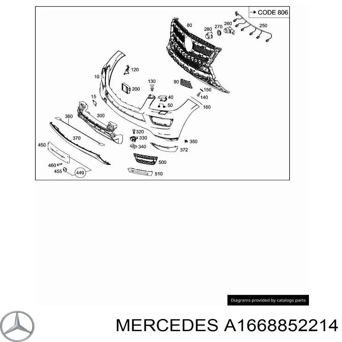 A1668852214 Mercedes Кронштейн бампера переднього, правий