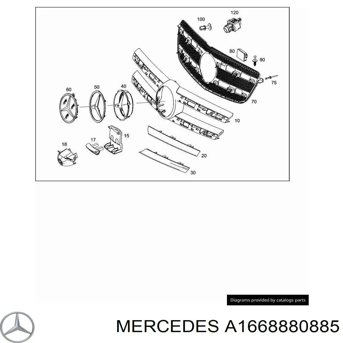 A1668880885 Mercedes Решітка радіатора