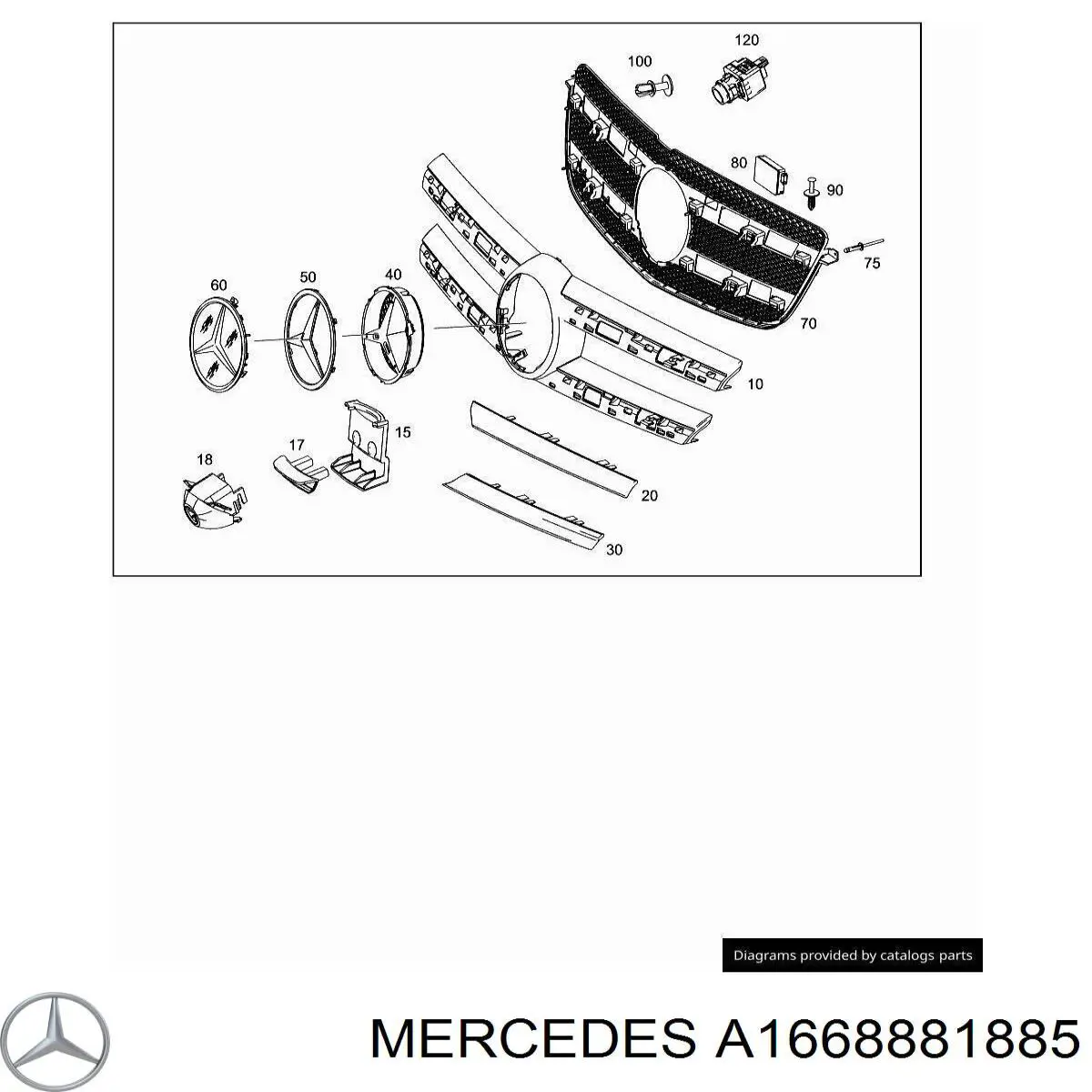 A1668881885 Mercedes Решітка радіатора
