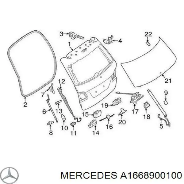 A1668900100 Mercedes амортизатор кришки багажника/ двері 3/5-ї задньої