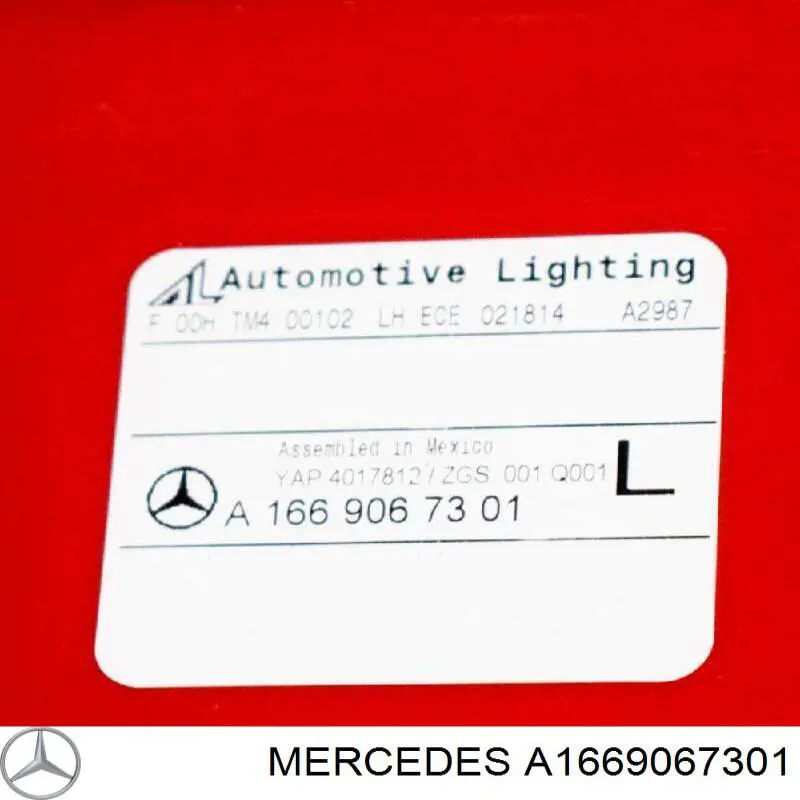 Ліхтар задній лівий, зовнішній A1669067301 Mercedes