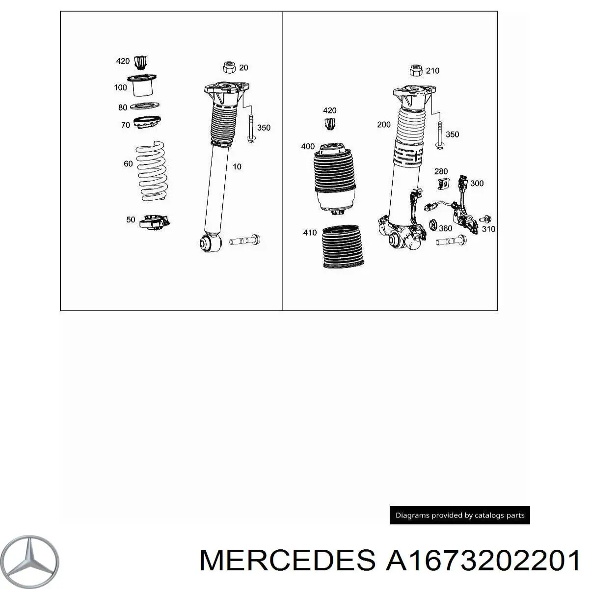 A1673202201 Mercedes Амортизатор задній, правий