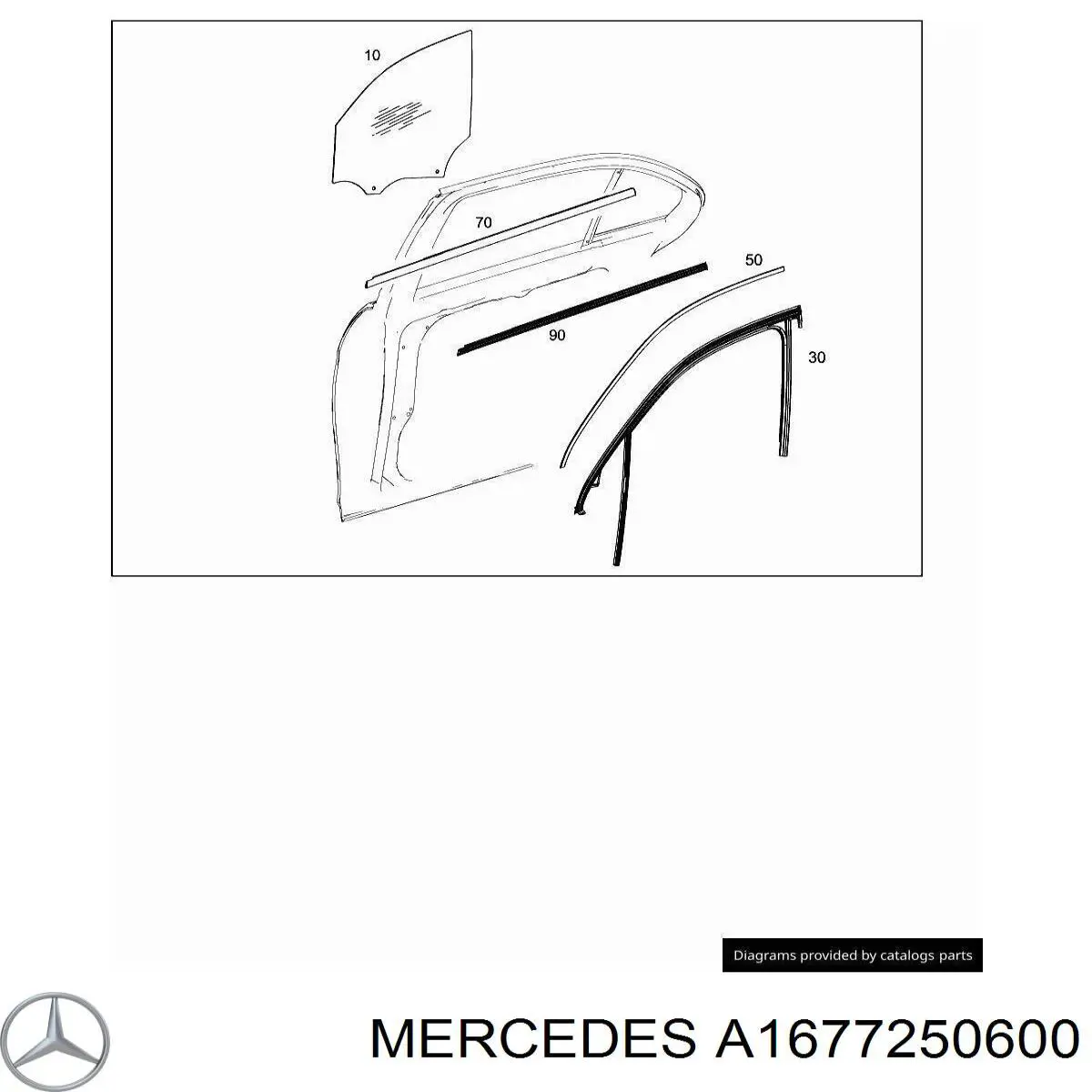 A1677250600 Mercedes Скло пасажирських дверей