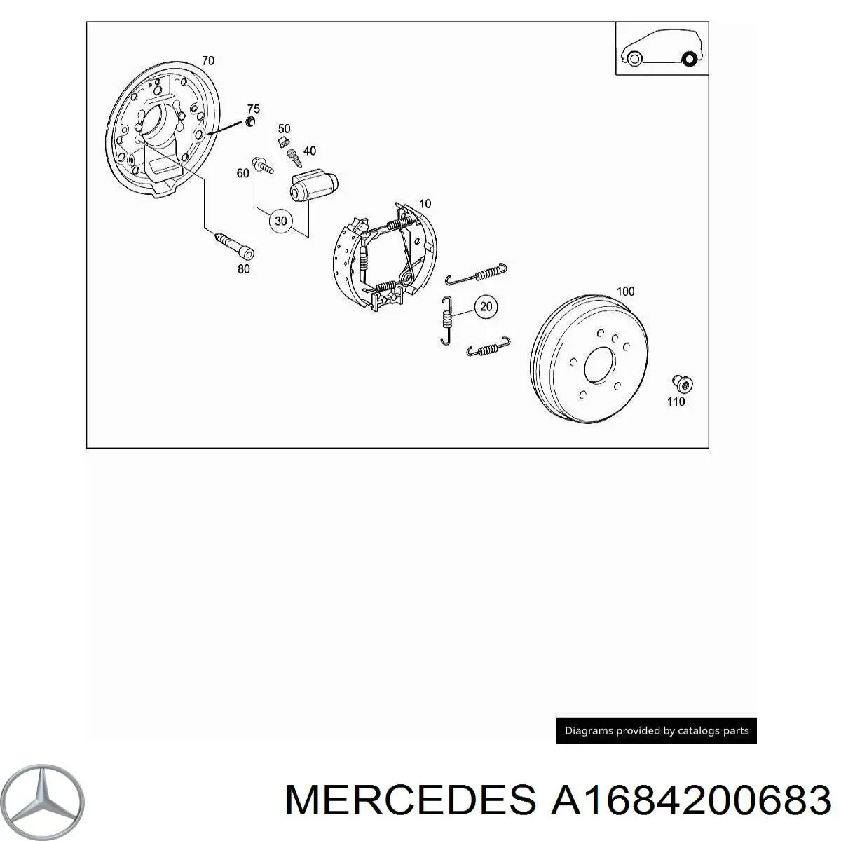 Супорт гальмівний задній лівий Mercedes A1684200683 ціна, від 38.75 USD