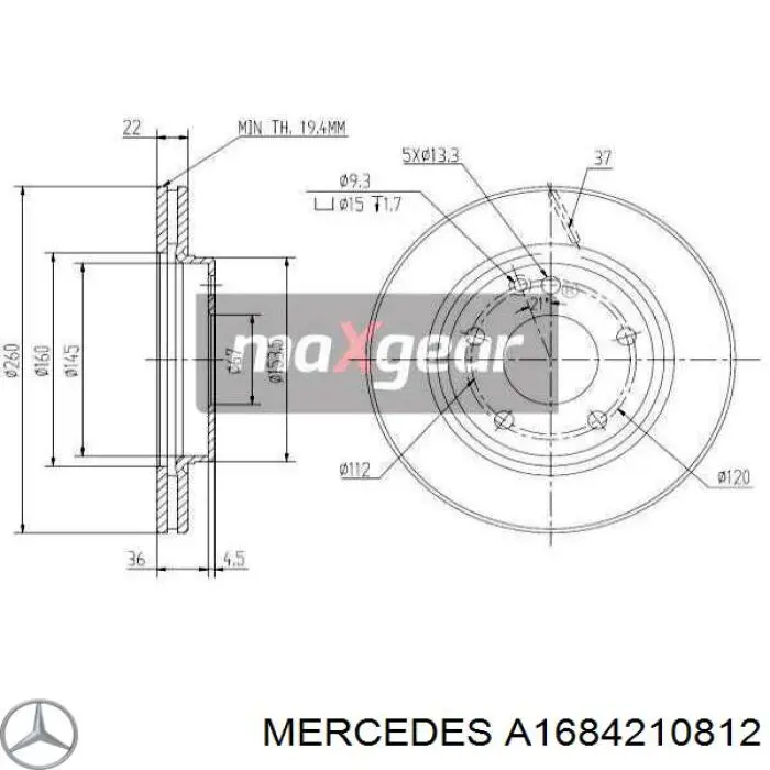 Купити A1684210812 Mercedes Ротор гальмівний