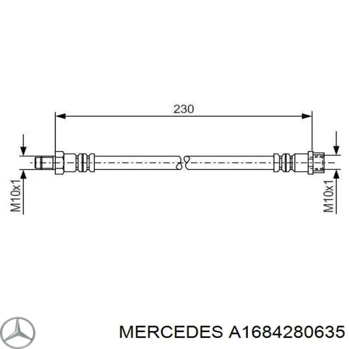 A1684280635 Mercedes шланг гальмівний задній