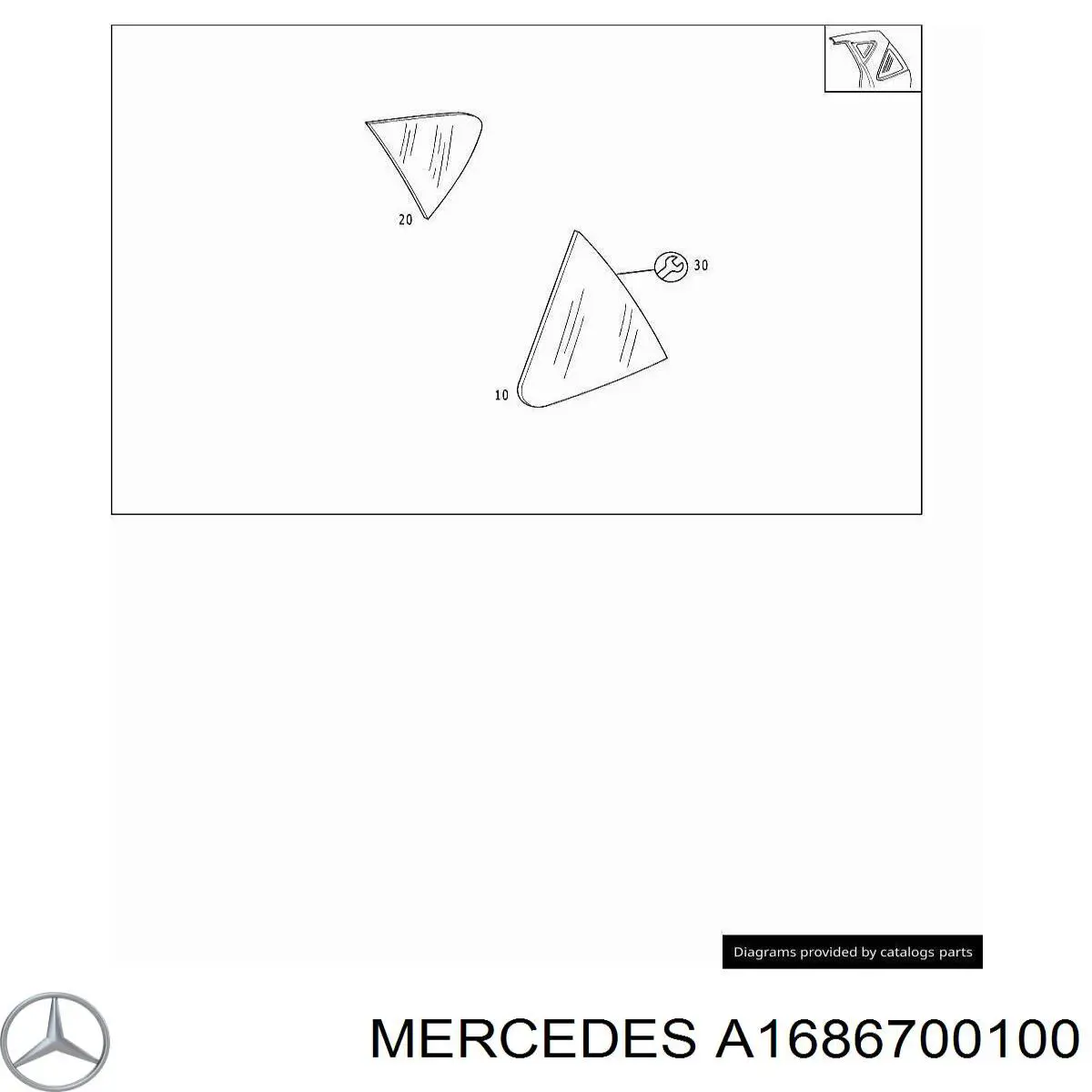Купити A1686700100 Mercedes Скло багажного відсіку, ліве