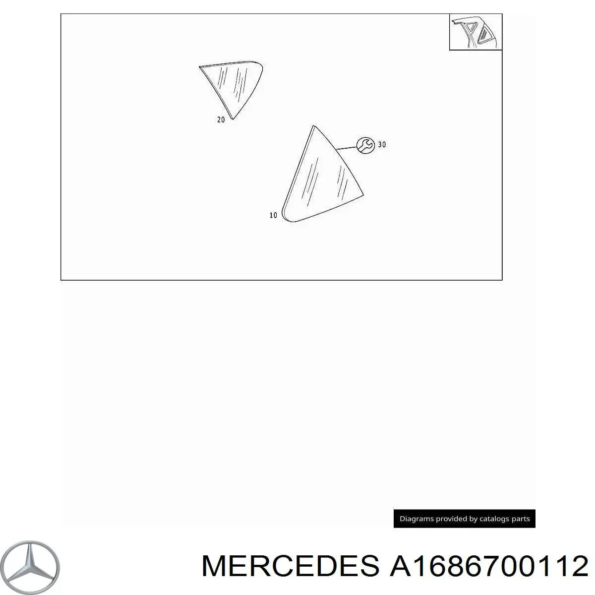 Купити A1686700112 Mercedes Скло багажного відсіку, ліве