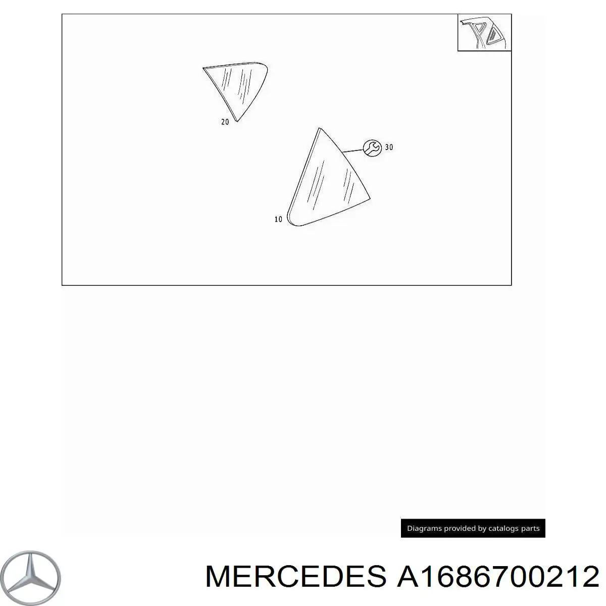 A1686700212 Mercedes Стукло багажника, праве