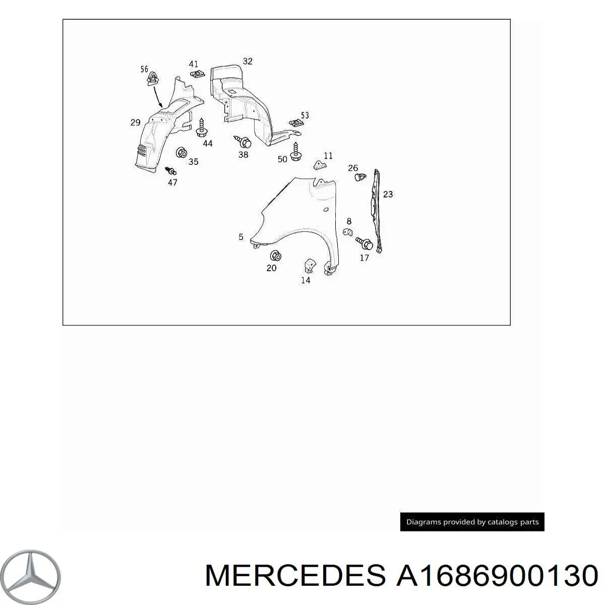 A1686900130 Mercedes Підкрилок переднього крила, лівий передній