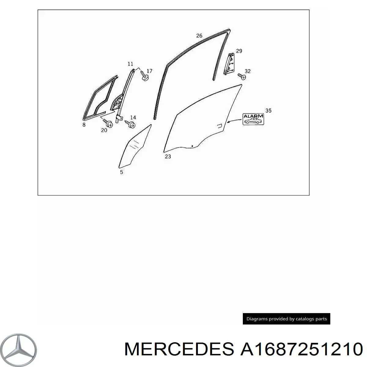 1687251210 Mercedes скло передніх дверей, правою
