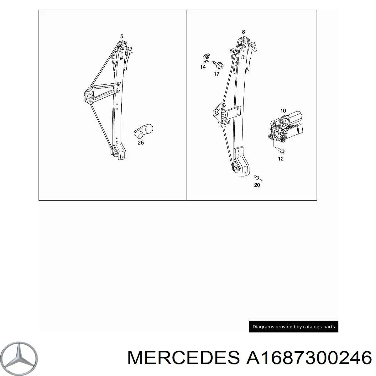 A1687300246 Mercedes Механізм стеклопод'емника двері задньої, правої