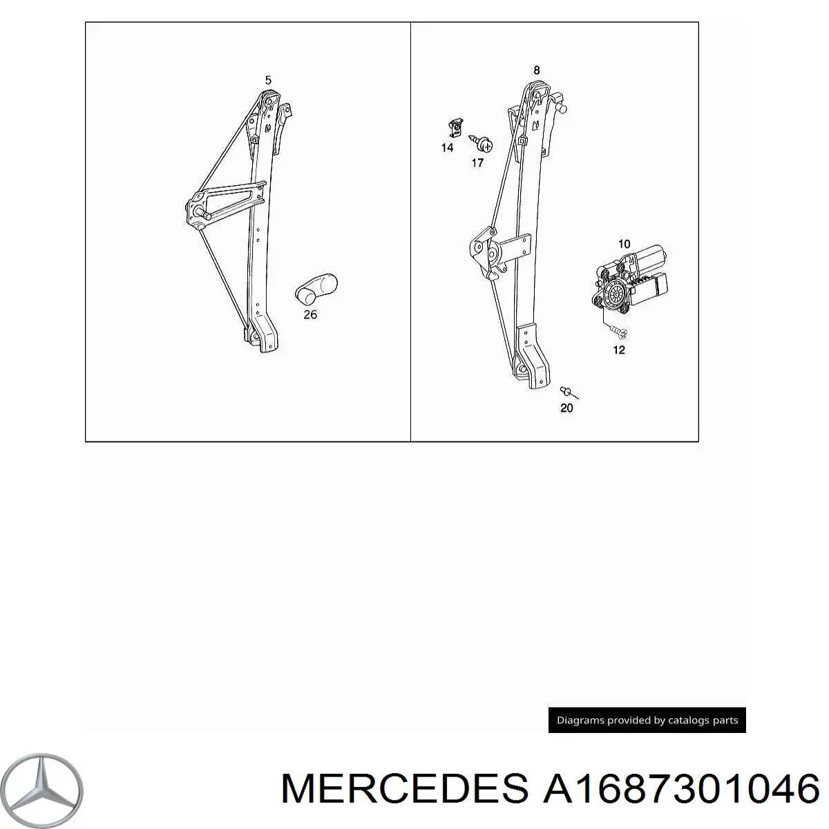 Механізм стеклопод'емника двері задньої, правої на Mercedes A-Class (W168)