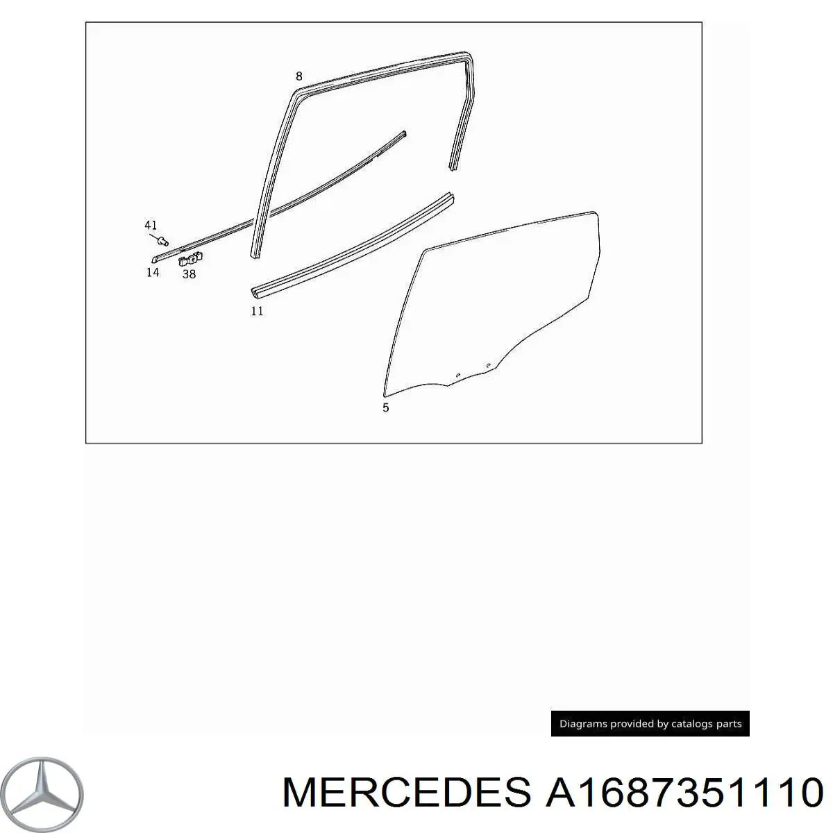 A1687351110 Mercedes Скло задніх дверей, лівих