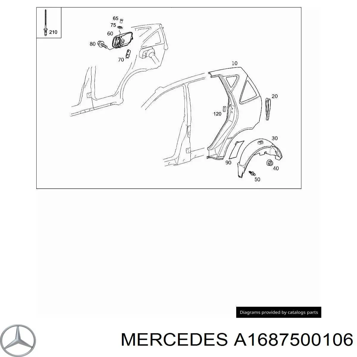 A1687500106 Mercedes Дверцята бензобака
