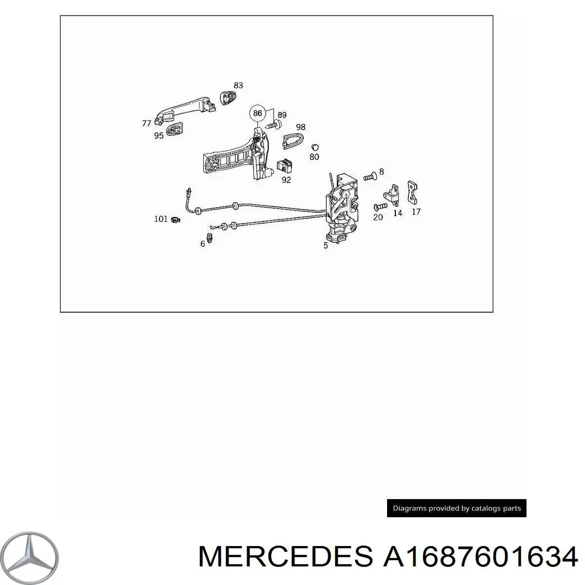 A1687601634 Mercedes Тримач зовнішньої ручки дверей, передньої правої