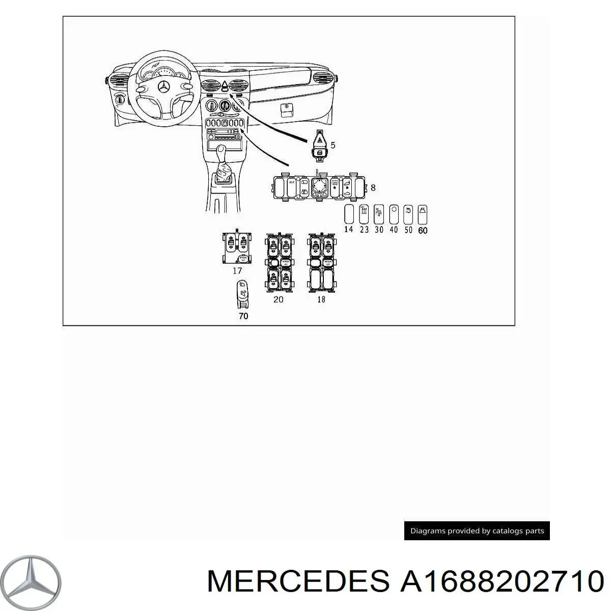 A1688202710 Mercedes Кнопковий блок управління склопідіймачами центральної консолі