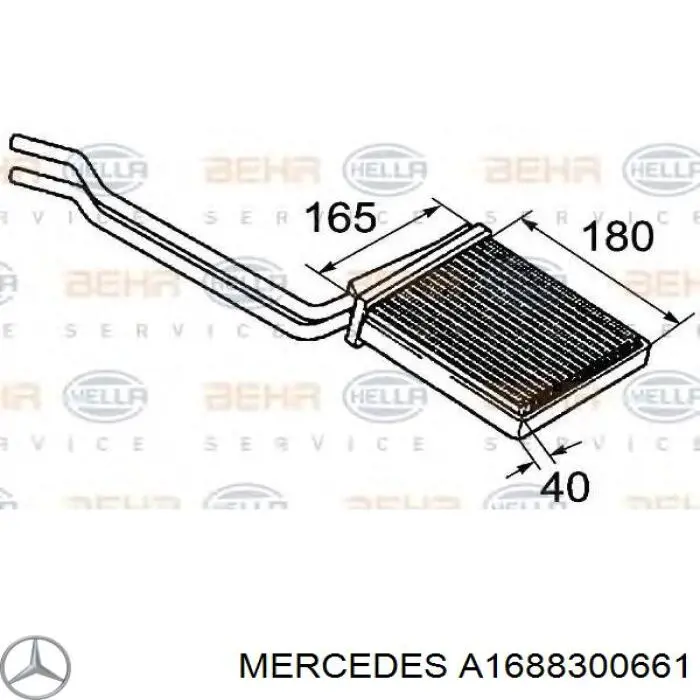 Радиатор печки (отопителя) на Mercedes A W168