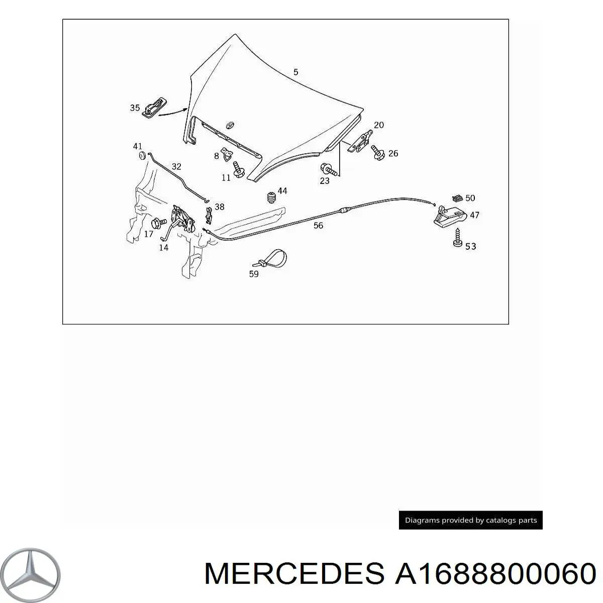 A1688800060 Mercedes Запор капота (замок і привід замка капота)