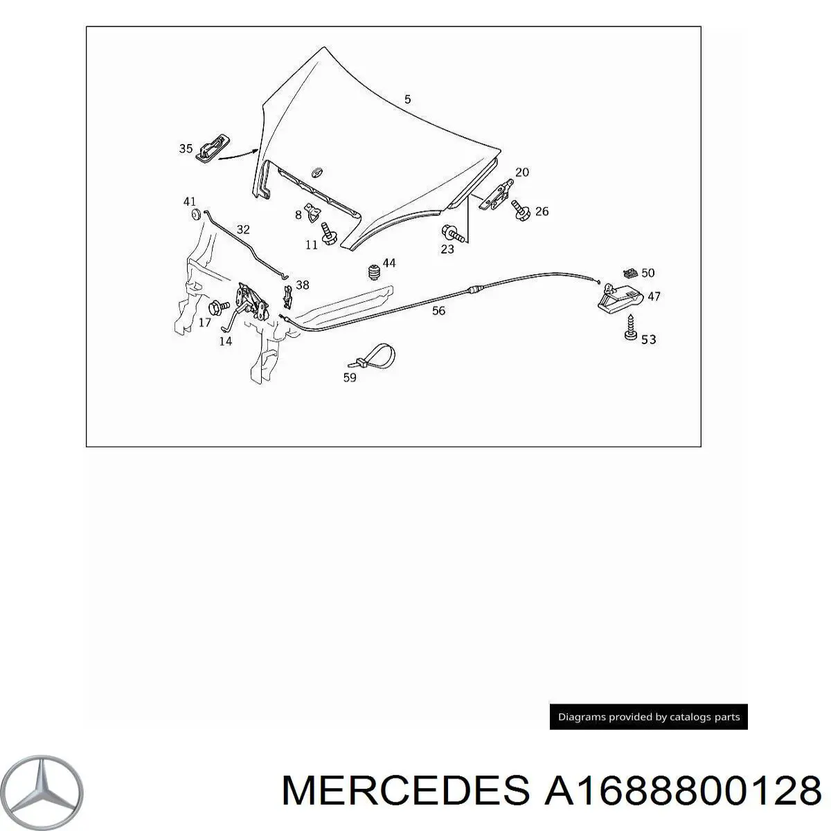Петля капота, ліва Mercedes A1688800128 ціна, від 4.23 USD