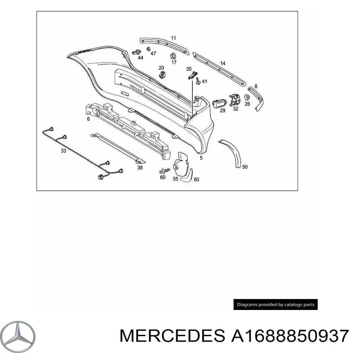  Абсорбер (наповнювач) бампера заднього Mercedes A 