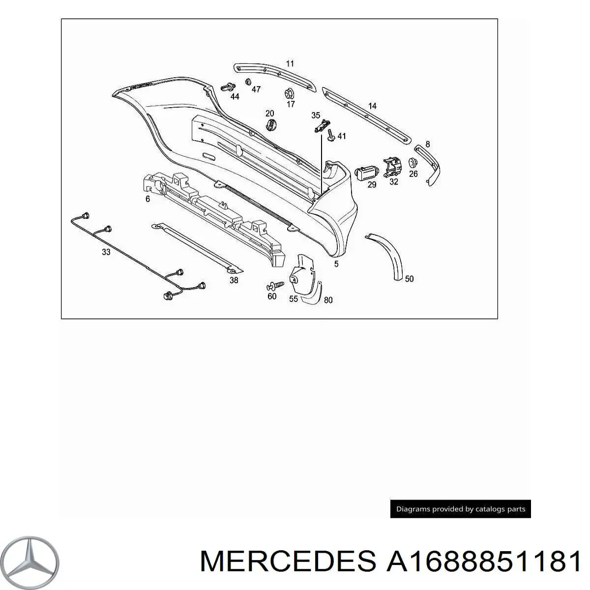 Заглушка бампера буксирувального гака, задня Mercedes A1688851181 ціна, від 44.77 USD