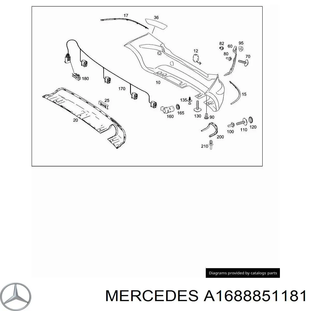 1688851181 Mercedes заглушка бампера буксирувального гака, задня