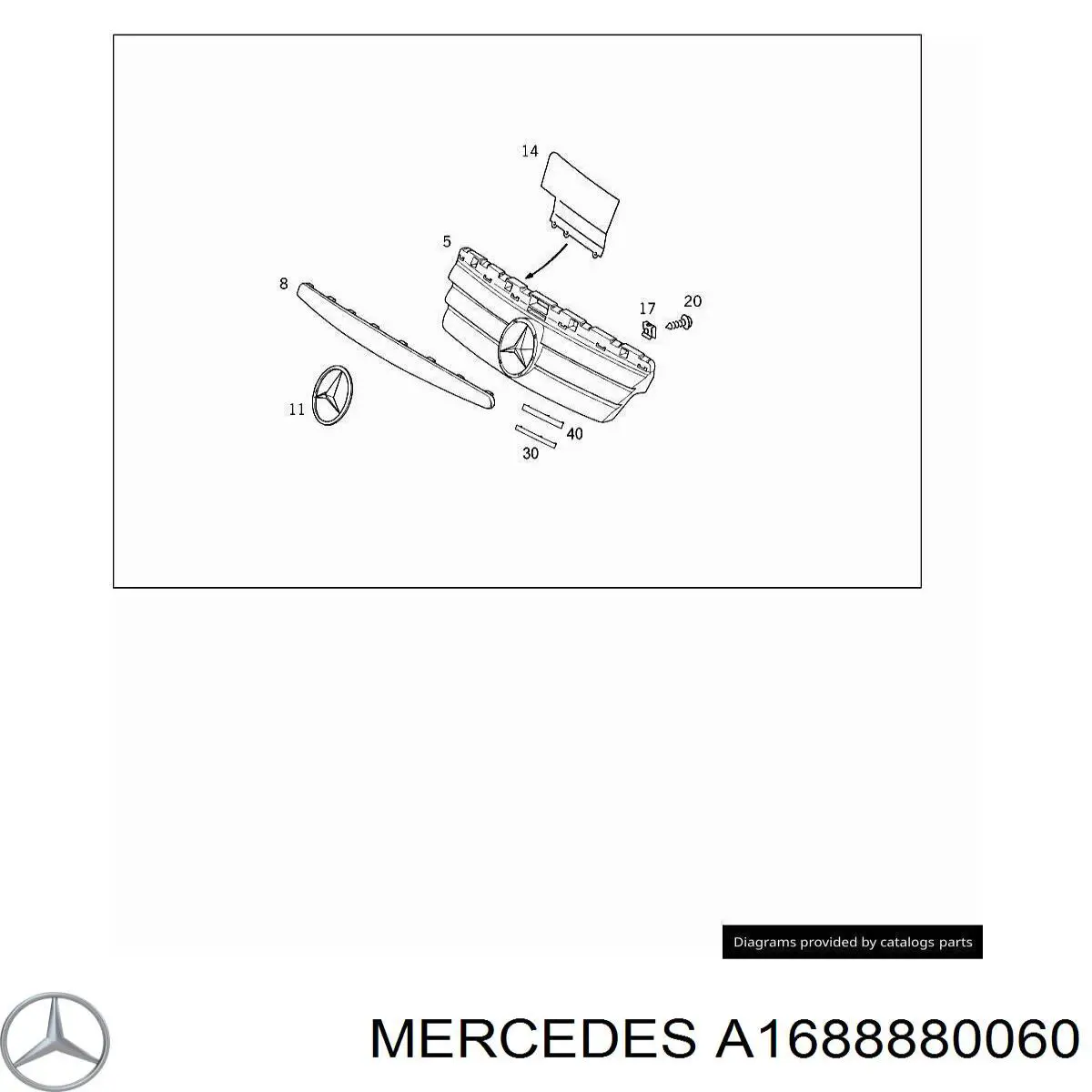Облицювання радіатора Mercedes A1688880060 ціна, від 23.74 USD