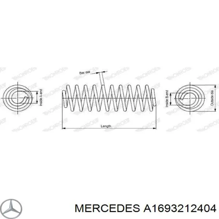 Пружина передня Mercedes A1693212404 ціна, від 19.03 USD