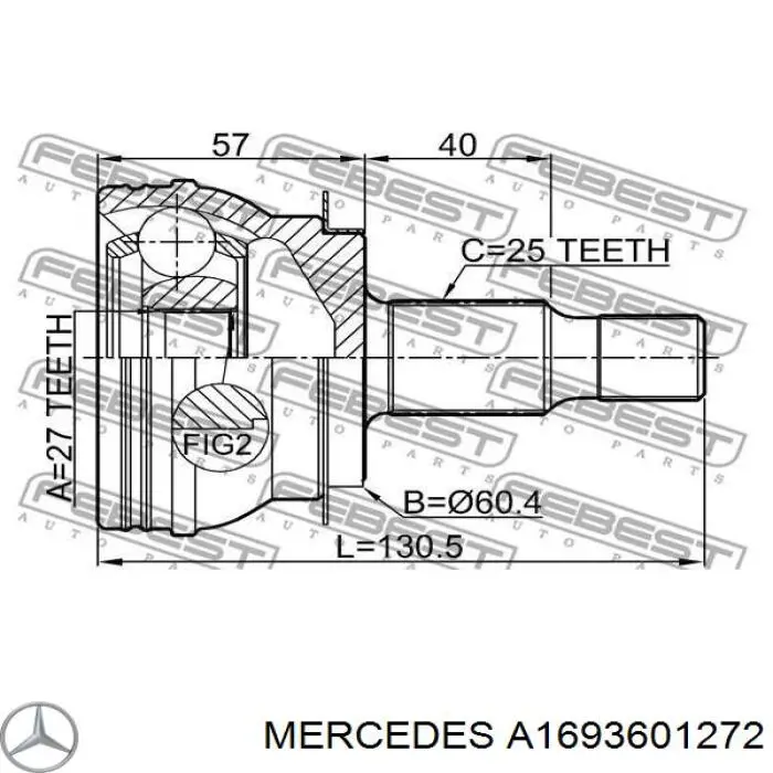 Купити A1693608272 Mercedes Піввісь права