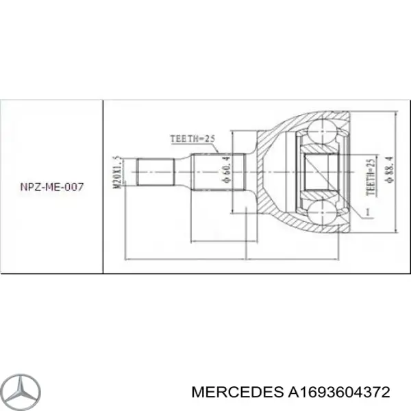A1693604372 Mercedes Привід лівий