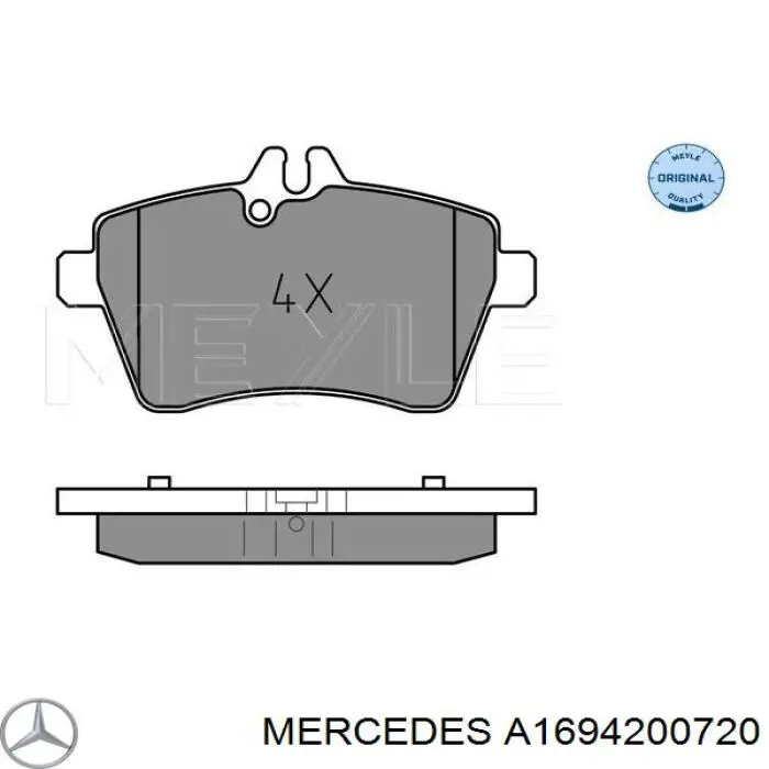 Купити A1694200720 Mercedes Колодки гальмівні передні, дискові