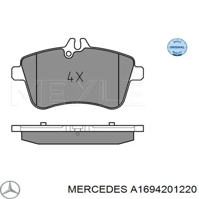 Купити A1694201220 Mercedes Колодки гальмівні передні, дискові