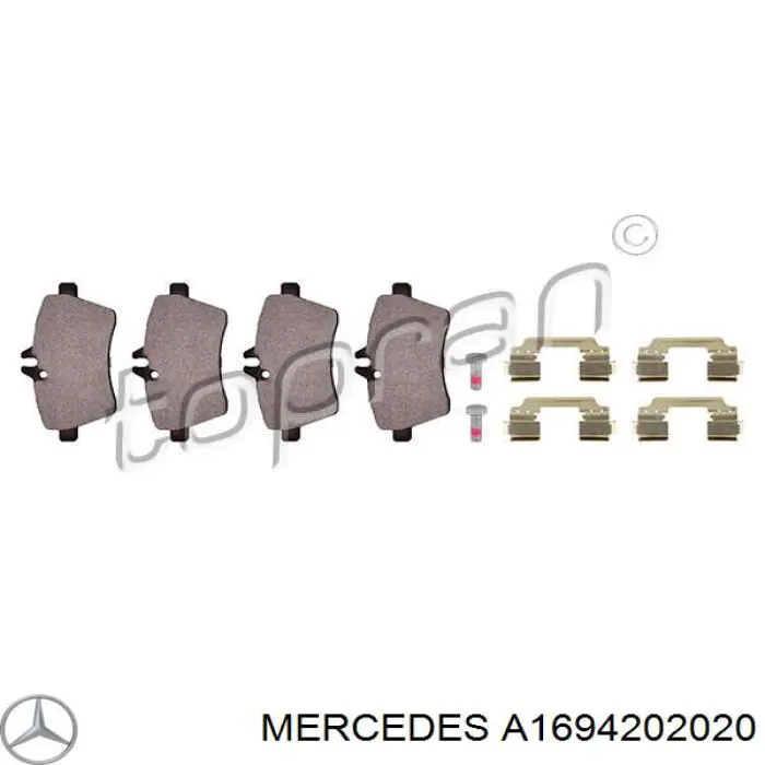 Гальмівні колодки Mercedes A1694202020 ціна, від 30.85 USD
