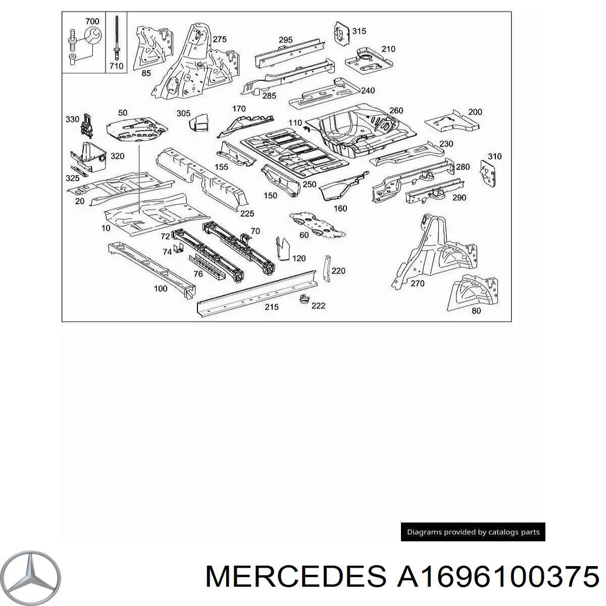 Ніша запасного колеса Mercedes A1696100375 ціна, від 125.42 USD