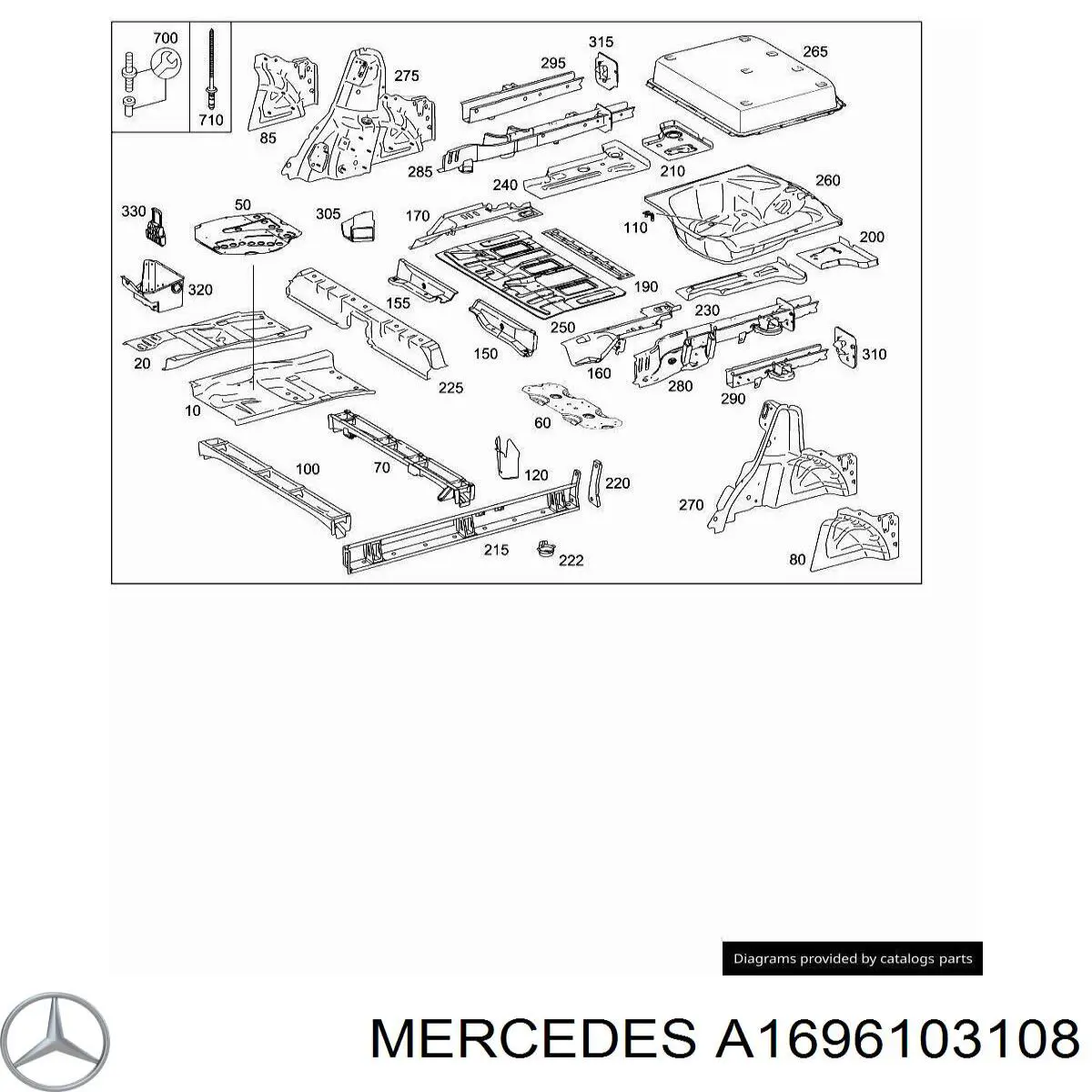 A1696103108 Mercedes Захист днища, лівий