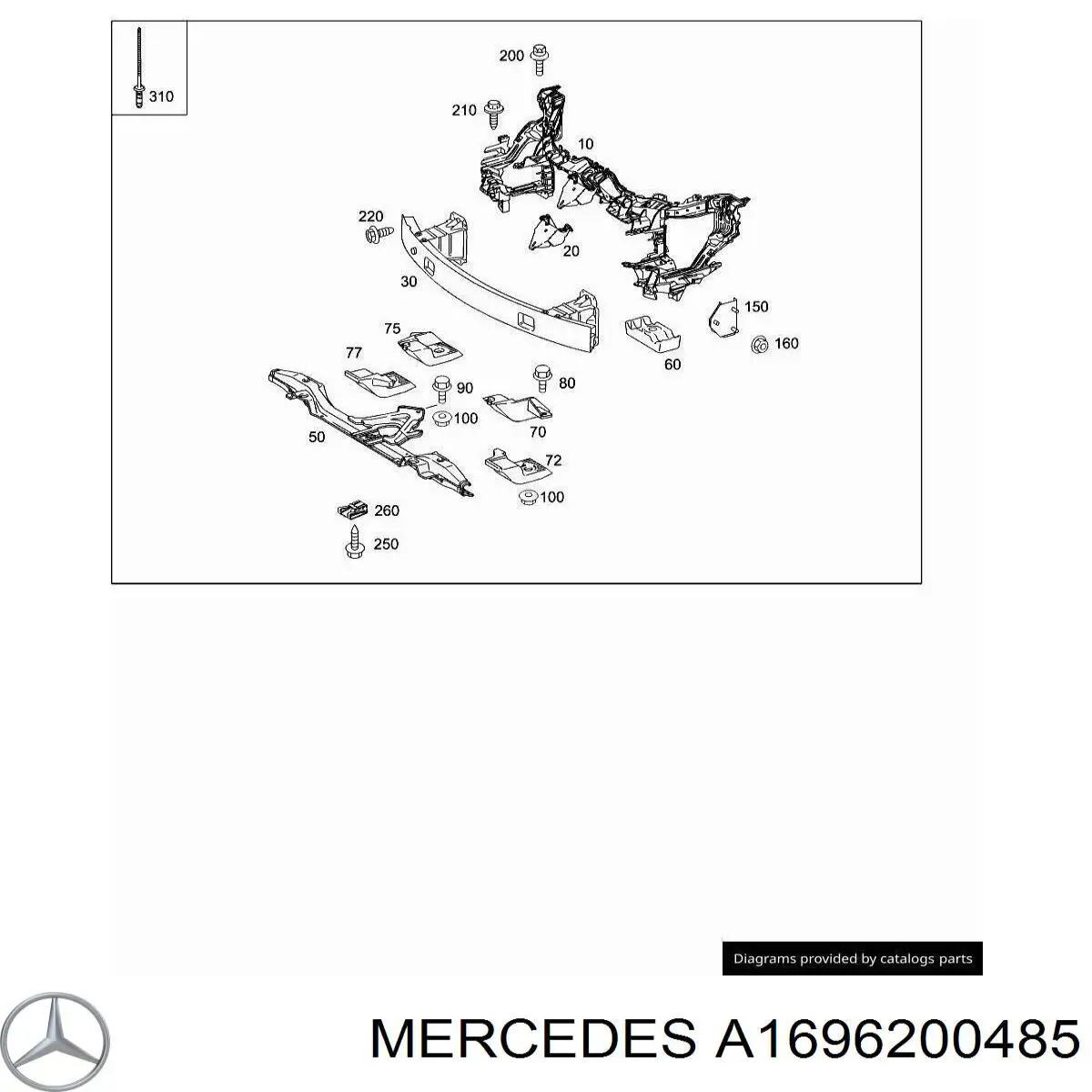 Балка радіатора нижня на Mercedes A (W169)