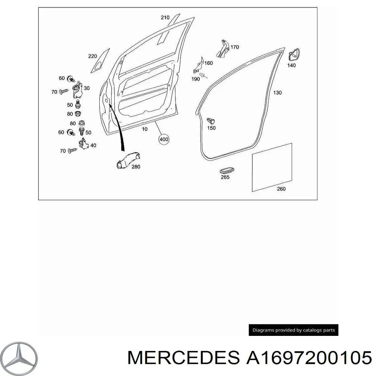 Двері передні, ліві Mercedes A1697200105 ціна, від 125.43 USD