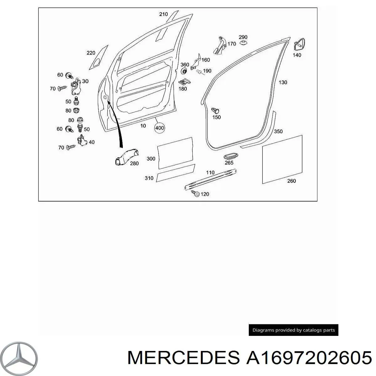 Купити A1697202605 Mercedes Двері праві передні