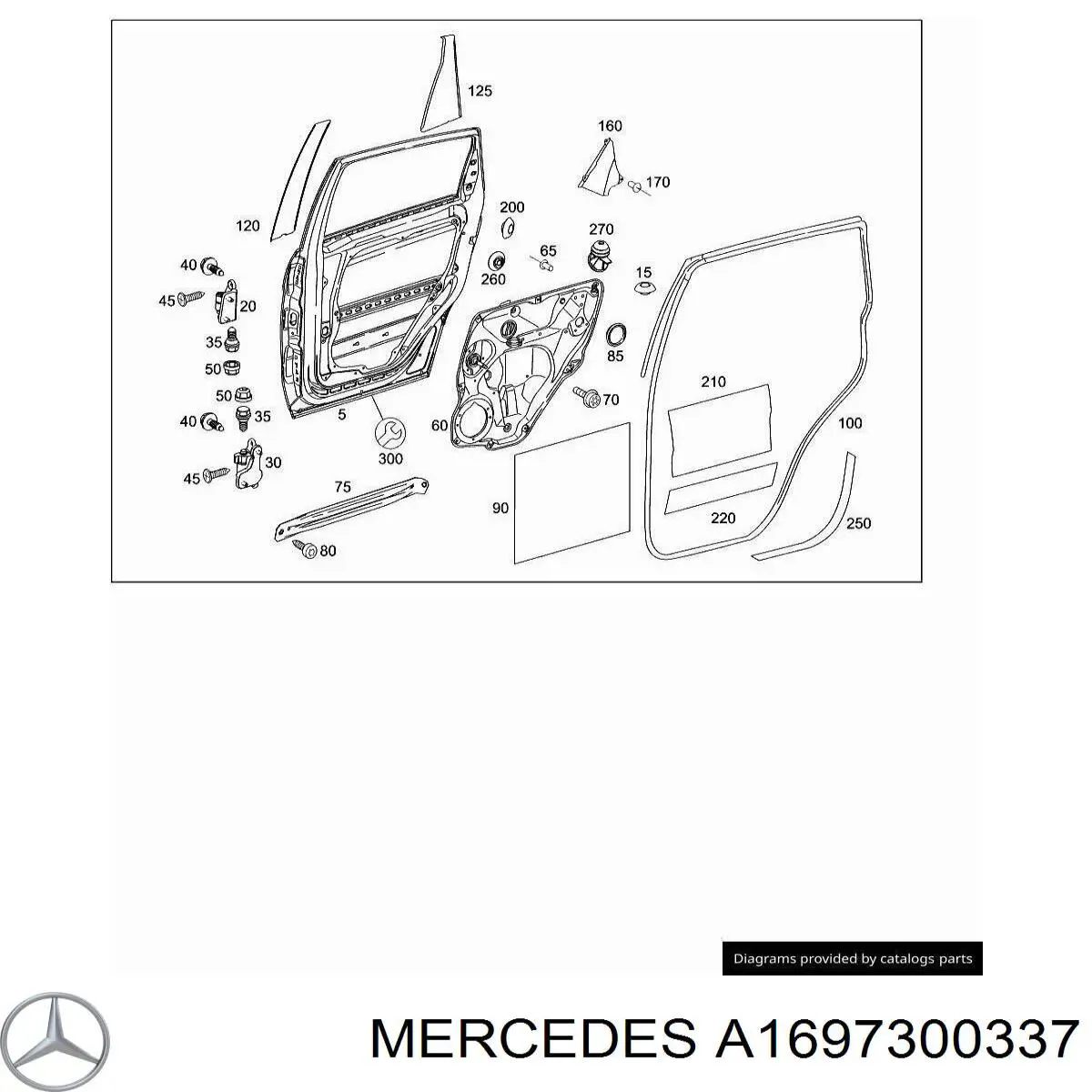Петля заднтої двері, лівої A1697300337 Mercedes