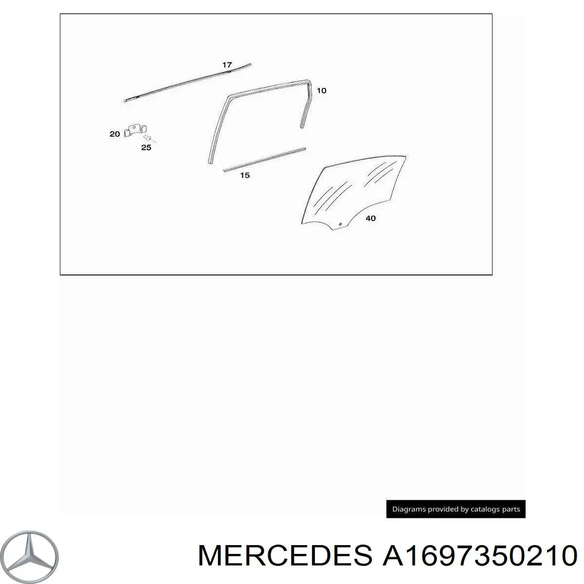 A1697350210 Mercedes Скло задньої двері правої