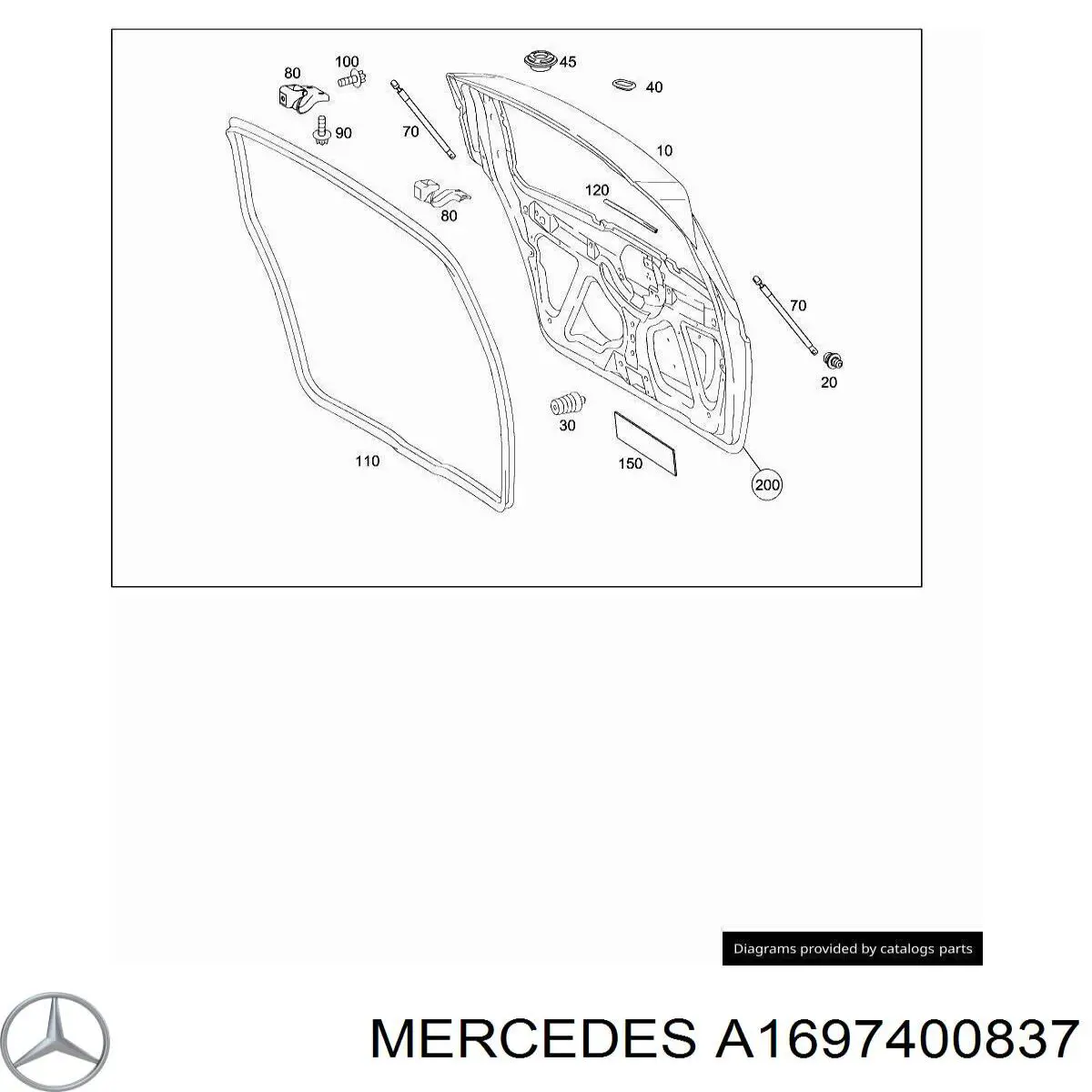 A1697400837 Mercedes Навішування двері задньої (і механізм урівноваження замка дверей задка)