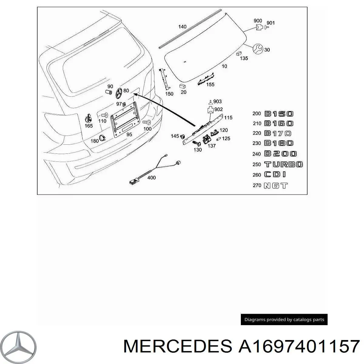 A1697401157 Mercedes Скло кришки багажника