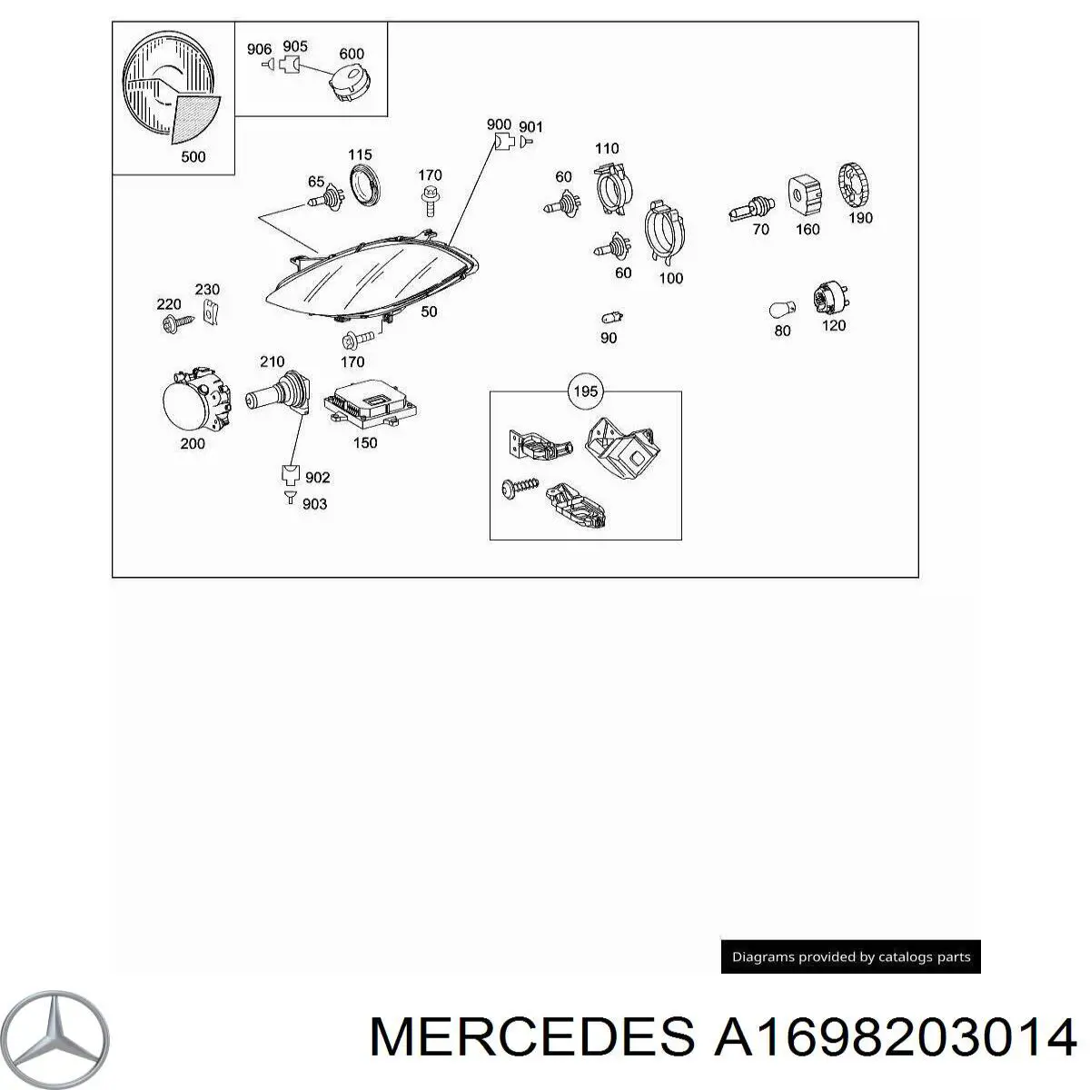 A1698203014 Mercedes Кронштейн-адаптер кріплення фари передньої, правої