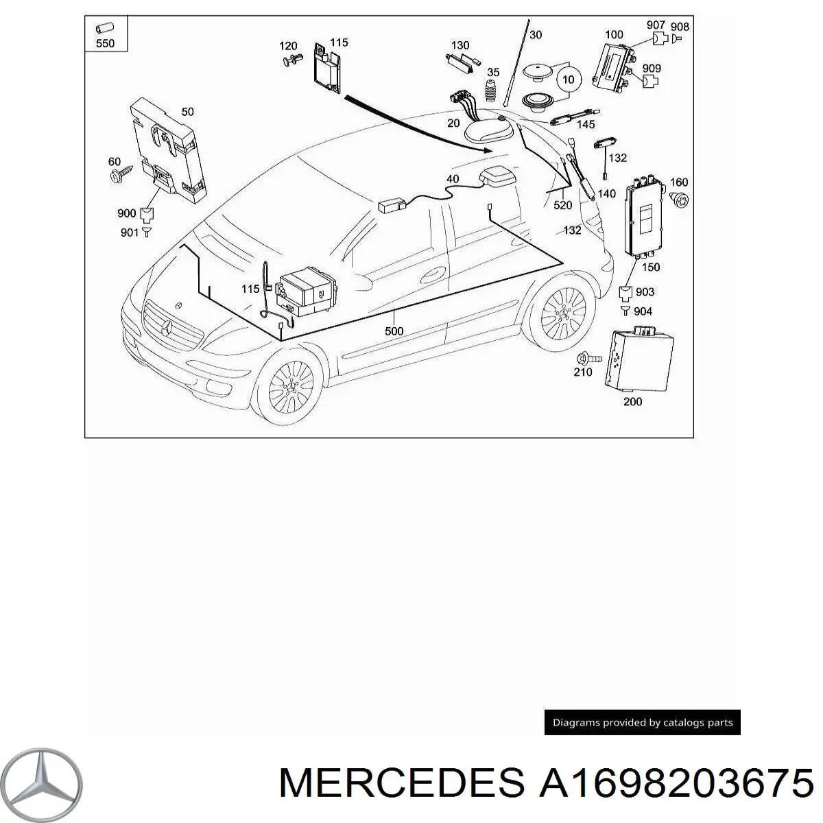 A1698203675 Mercedes Антена на дах