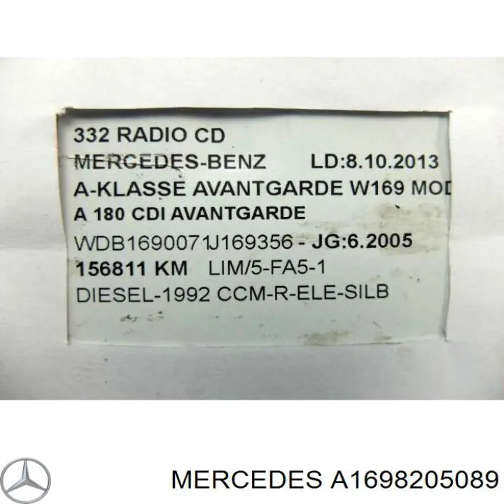 Магнітола (радіо AM/FM) Mercedes A1698702589 ціна, від 101.35 USD