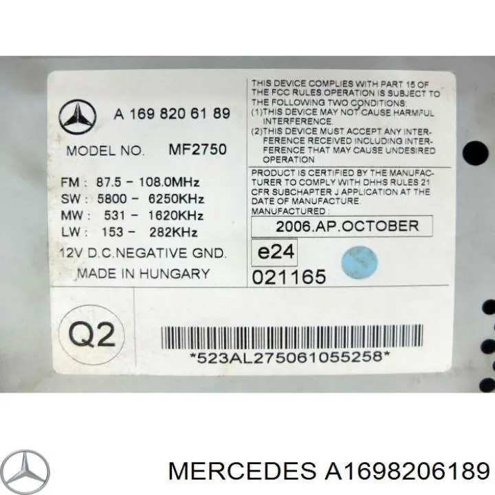 Купити A1698206189 Mercedes Магнітола