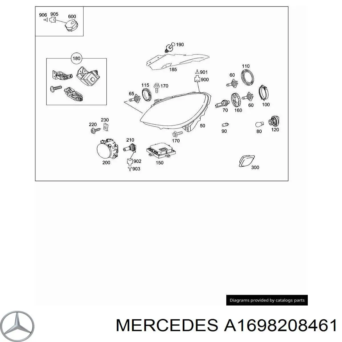 Фара правая Mercedes A1698208461 ціна, від 380.08 USD